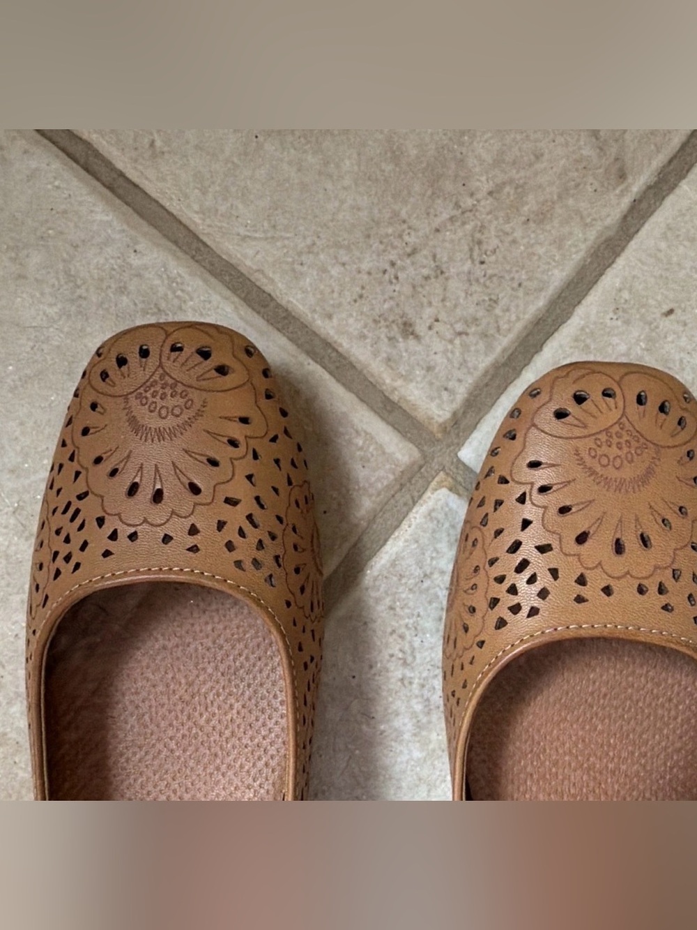 BareTraps Women's Tan Laser-Cut Slip-On Flats - Picture 4 of 4